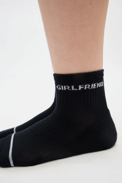 Shop Girlfriend Collective Black Quarter Crew Sock In Multicolor
