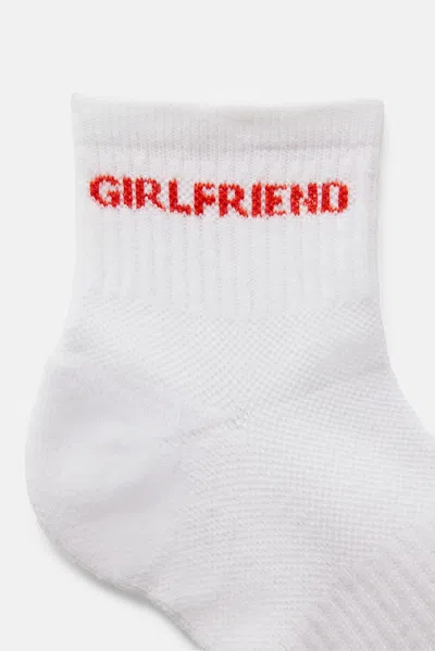 Shop Girlfriend Collective White/blood Orange Quarter Crew Sock