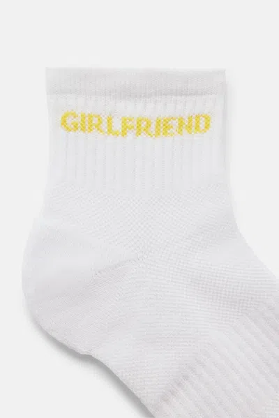 Shop Girlfriend Collective White/daffodil Quarter Crew Sock