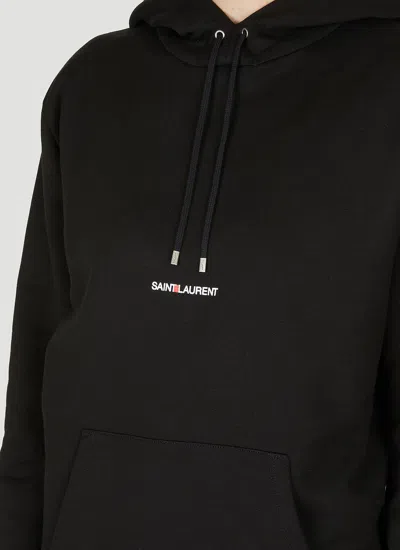 Shop Saint Laurent Women Logo Embroidered Hooded Sweatshirt In Black