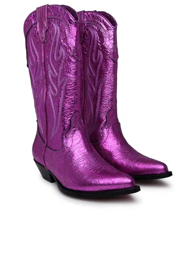Shop Sonora Santa Fe Texans In Fuchsia Laminated Leather Woman In Pink