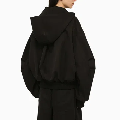 Shop Attico The  Black Oversized Wool Bomber Jacket Women