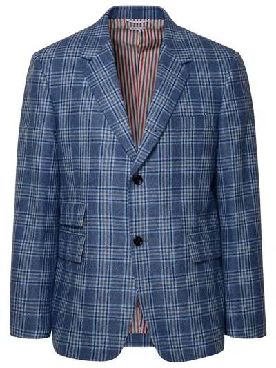 Shop Thom Browne Man  Blazer In Light Blue Wool