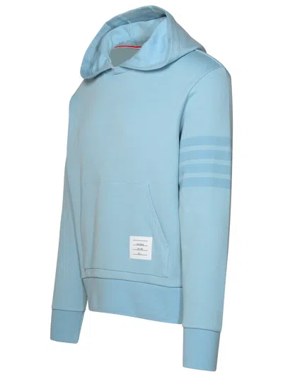Shop Thom Browne Light Blue Cotton Sweatshirt Man