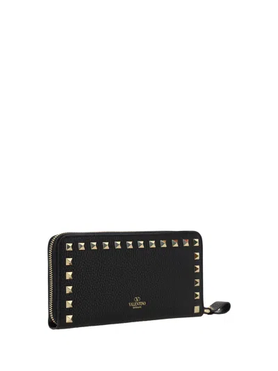 Shop Valentino Garavani Women  Garavani Rockstud Flap French Wallet In Black