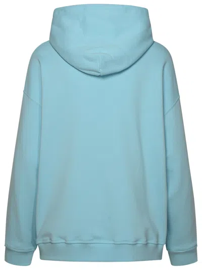 Shop Versace Light Blue Cotton Sweatshirt Woman
