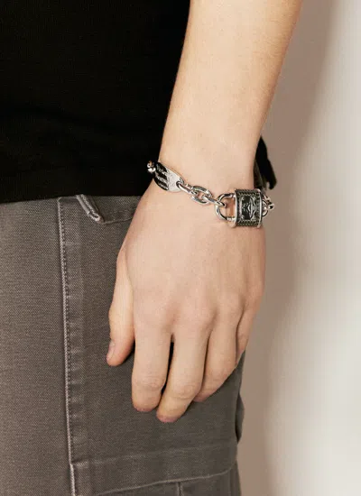 Shop Vivienne Westwood Men Puck Bracelet In Silver