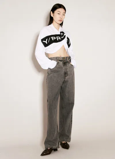 Shop Y/project Women Scrunched Logo Print T-shirt In White
