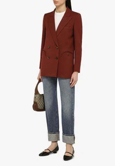 Shop Blazé Milano Aresteas Double-breasted Blazer In Red
