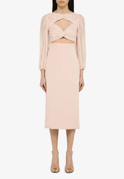 Shop Costarellos Arwenne Silk Midi Dress In Pink