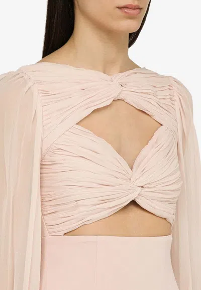 Shop Costarellos Arwenne Silk Midi Dress In Pink