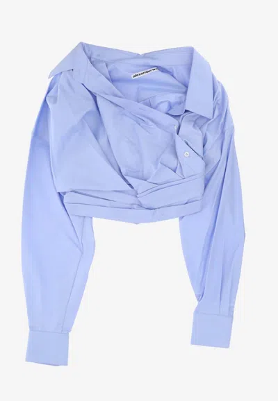 Shop Alexander Wang Asymmetrical Wrap Shirt In Blue