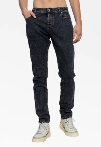 Shop Balmain Basic Slim-fit Jeans In Gray
