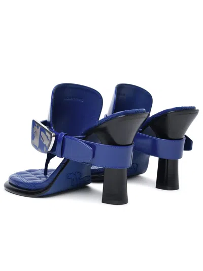Shop Burberry 'bay' Blue Leather Sandals