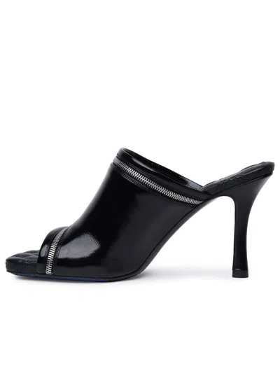 Shop Burberry 'peep' Black Leather Sandals