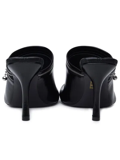 Shop Burberry 'peep' Black Leather Sandals