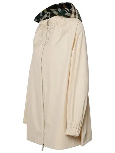 Shop Burberry Beige Cotton Trench Coat In Avorio