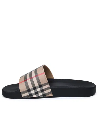 Shop Burberry Beige Rubber Slippers