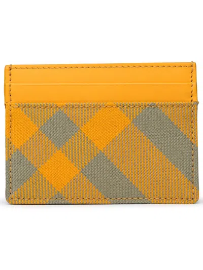 Shop Burberry Yellow Wool Blend Card Holder