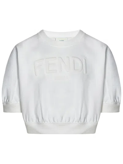 Shop Fendi Kids Sweatshirt In White