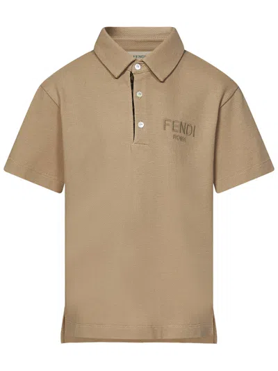Shop Fendi Kids Polo Shirt In Beige