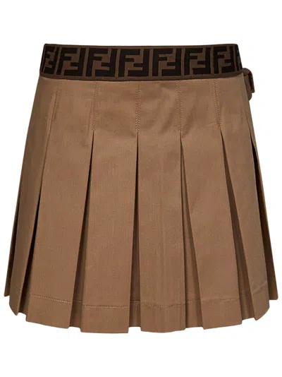 Shop Fendi Kids Skirt In Beige