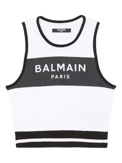 Shop Balmain Paris Kids Top In White