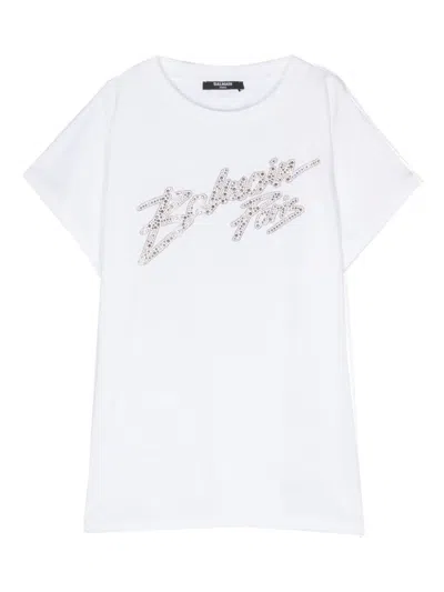 Shop Balmain Paris Kids T-shirt In White