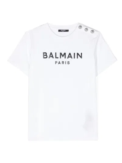 Shop Balmain Paris Kids T-shirt In White