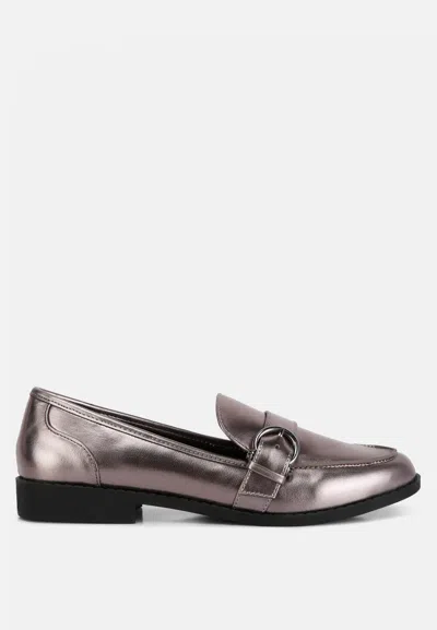 London Rag Haruka Metallic Faux Leather Loafers In Silver