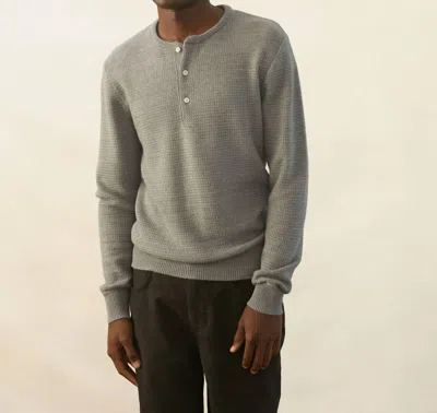 Shop Billy Reid Textured Sweater Henley In Steel Grey