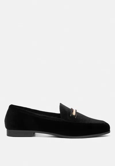 Shop London Rag Evelio Horsebit Embellished Velvet Loafers In Black
