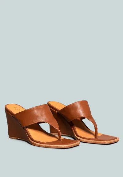 Shop Rag & Co X Onassis Tan Thong Wedge Sandals In Brown