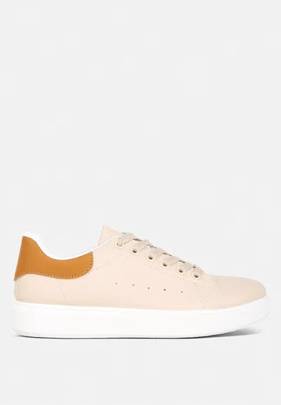Shop London Rag Enora Comfortable Lace Up Sneakers In Beige