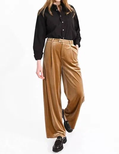 Shop Molly Bracken Women's Velvet Pants In Beige In Gold