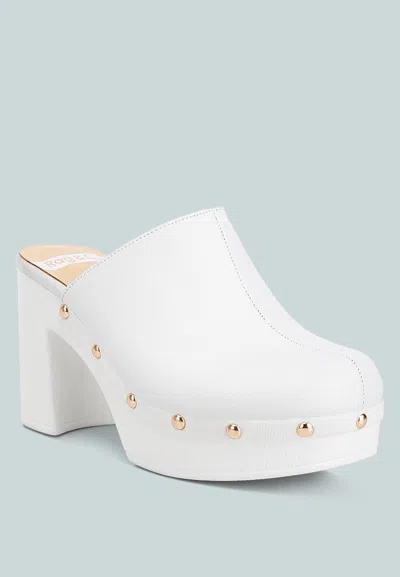 Shop Rag & Co Benji Recycled Leather Clogs In White