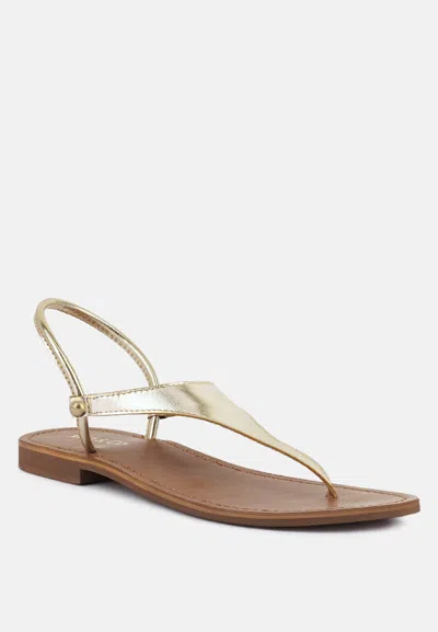 Shop Rag & Co Madeline Gold Flat Thong Sandals In White