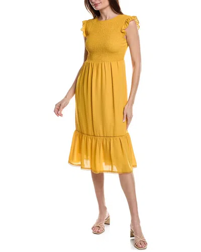 Shop Nanette Lepore Crepe Chiffon Midi Dress In Yellow