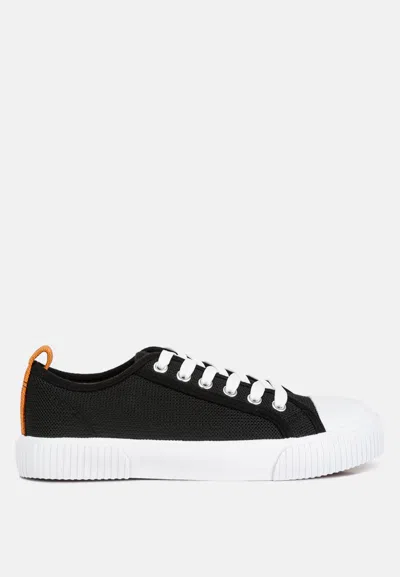 Shop London Rag Sway Chunky Sole Knitted Textile Sneakers In Black