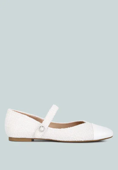 Shop London Rag Albi Patent Toe Cap Tweed Mary Janes In White