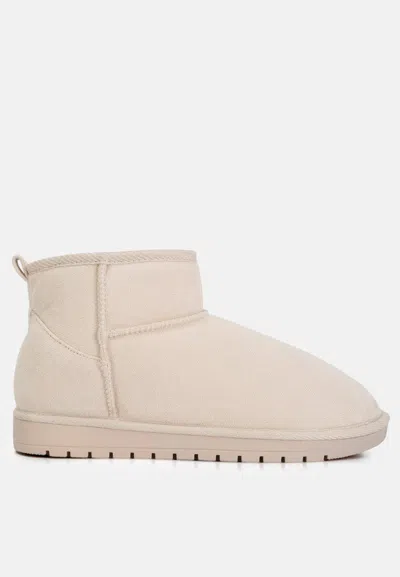 London Rag Vesper High Ankle Flat Winter Boots In Beige