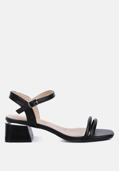 Shop London Rag Sulein Ankle Strap Low Block Heels In Black