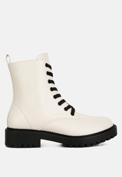 Shop London Rag Forter Faux Leather Lace Up Boots In White