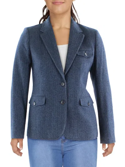 Shop Lauren Ralph Lauren Womens Wool Business Two-button Blazer In Blue