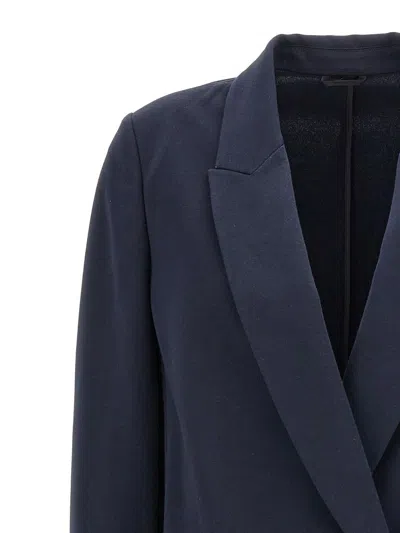 Shop Brunello Cucinelli Double-breasted Jersey Blazer In Blue