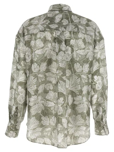 Shop Brunello Cucinelli Patterned Silk Shirt In Multicolor