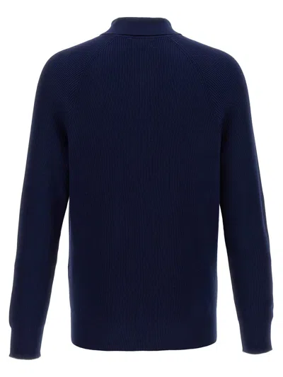 Shop Brunello Cucinelli Polo Sweater In Blue