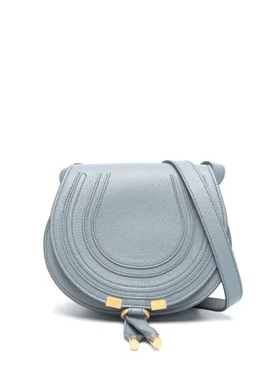 Shop Chloé Marcie Small Leather Crossbody Bag In Clear Blue