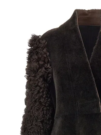 Shop Ferragamo Long Fur Coat In Brown
