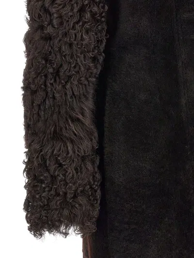 Shop Ferragamo Long Fur Coat In Brown